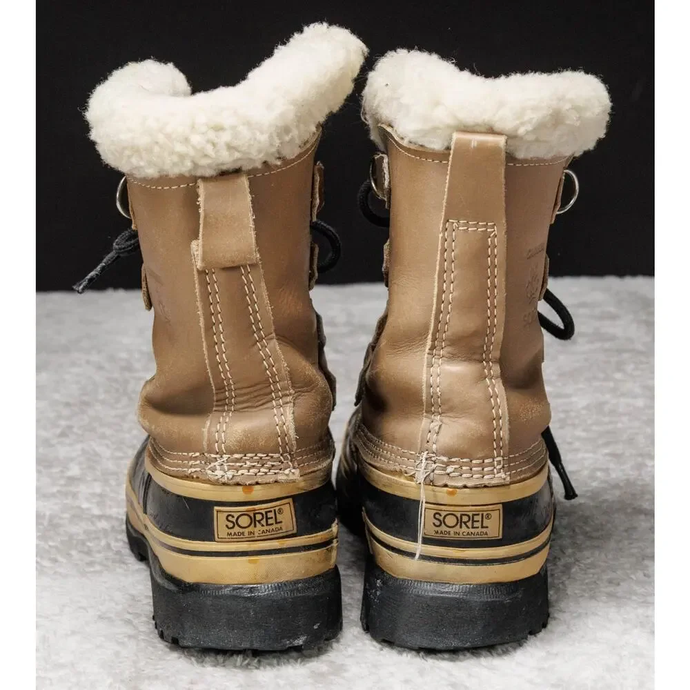 Sorel Vintage Kaufman Caribou Waterproof Winter Rubber Sherpa Boots Womens 7